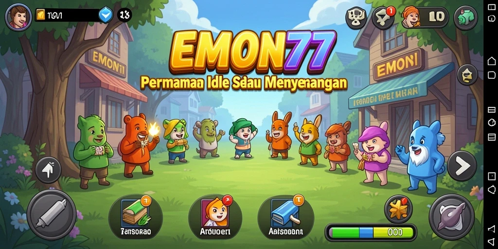 Gameplay EMON77 yang menyenangkan dengan karakter-karakter menarik.